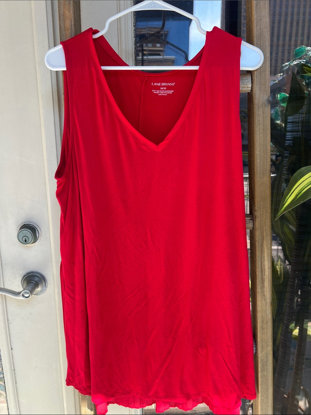 Lane Bryant Red V-Neck Sleeveless Tank